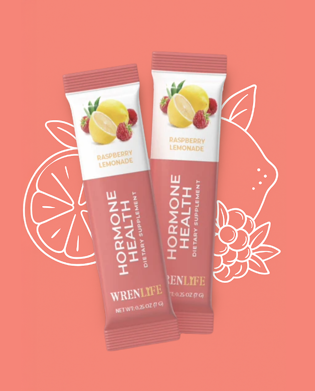 WrenLife Hormone Health Raspberry Lemonade packaging.