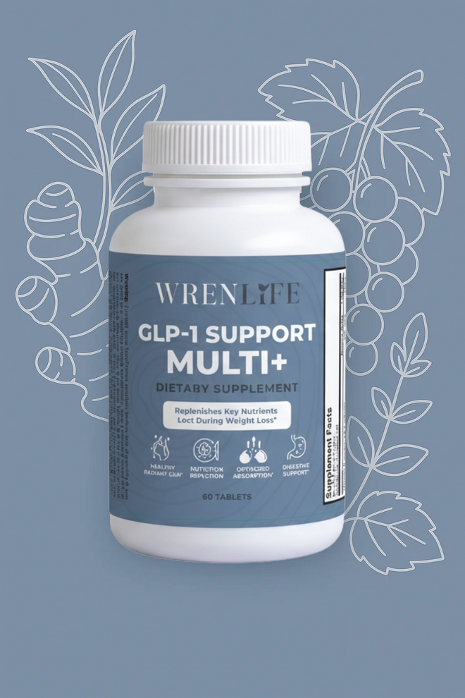 WrenLife GLP-1 Support Multi+ multivitamin bottle, 60 tablets